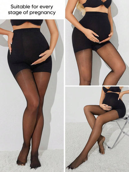 Comfort Maternity Expandable Belly Panel Support Pantyhose With Adjustable Strecthy Waistband
