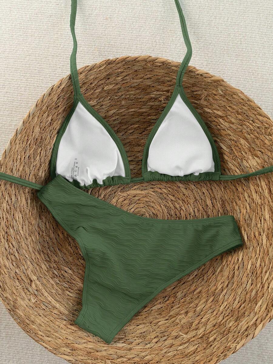 Swim Vcay Summer Beach Women Vacation Color-Block Halter Strap Bikini Set With Separated Bikini Set