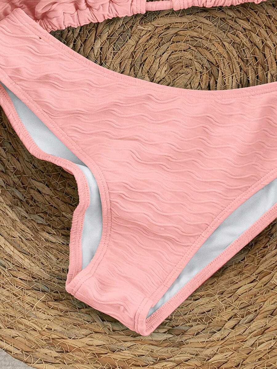 Swim Vcay Summer Beach Women Vacation Color-Block Halter Strap Bikini Set With Separated Bikini Set