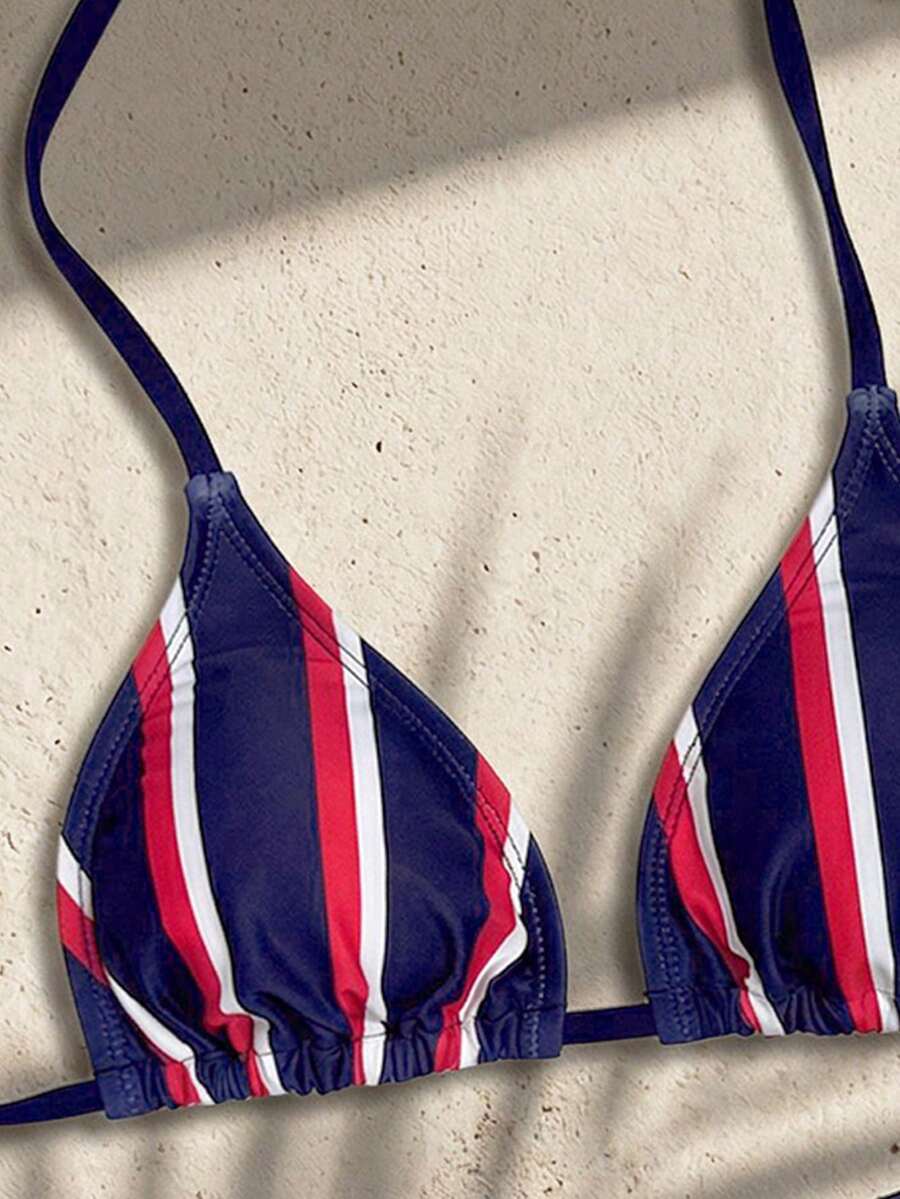 Women's Solid Halter Bikini Set - Lace Up, High Waist, Tie Detail, White
