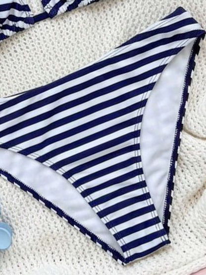 Swim Mod Women's Pink Polka Dot Print Halter Neck Low Waist Triangle Bikini Set, Summer Sexy Spring