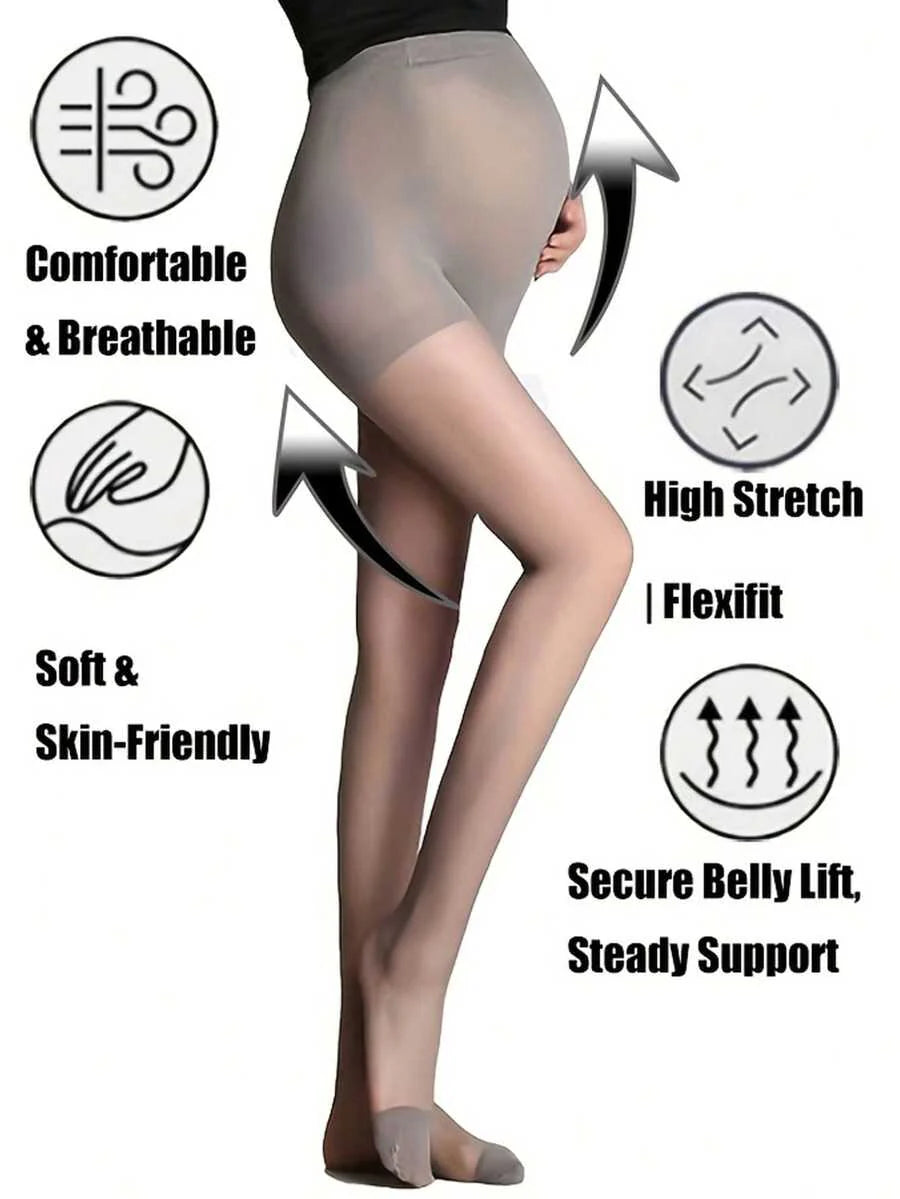 Maternity Pantyhose 3 Pairs - 7 Styles Sexy High Waist Patterned Leopard Heart Polka Dot, Plus Size