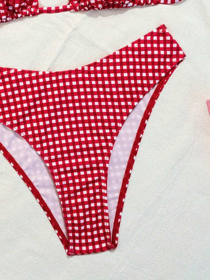 Swim Vcay Summer Beach Women Vacation Color-Block Halter Strap Bikini Set With Separated Bikini Set