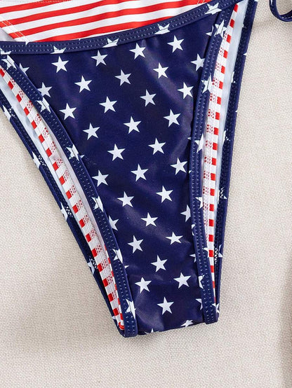 Swim Vcay 2pcs/Set New Random Print 2 In 1 Side Tie Sexy Elegant Vacation Bikini Swimwear Set, Suitable For Beach, Pool Party