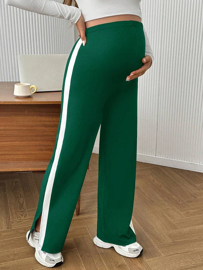 Maternity Colorblock Ultra High Waist Elastic Leggings - Comfortable Casual Pregnancy Pants