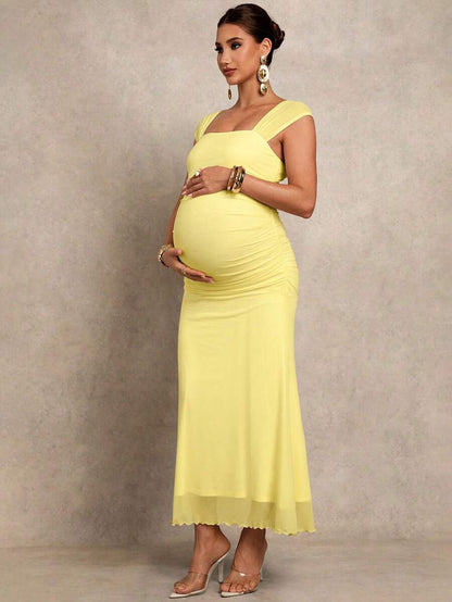 Elegant Solid Color Maternity Dress For Summer