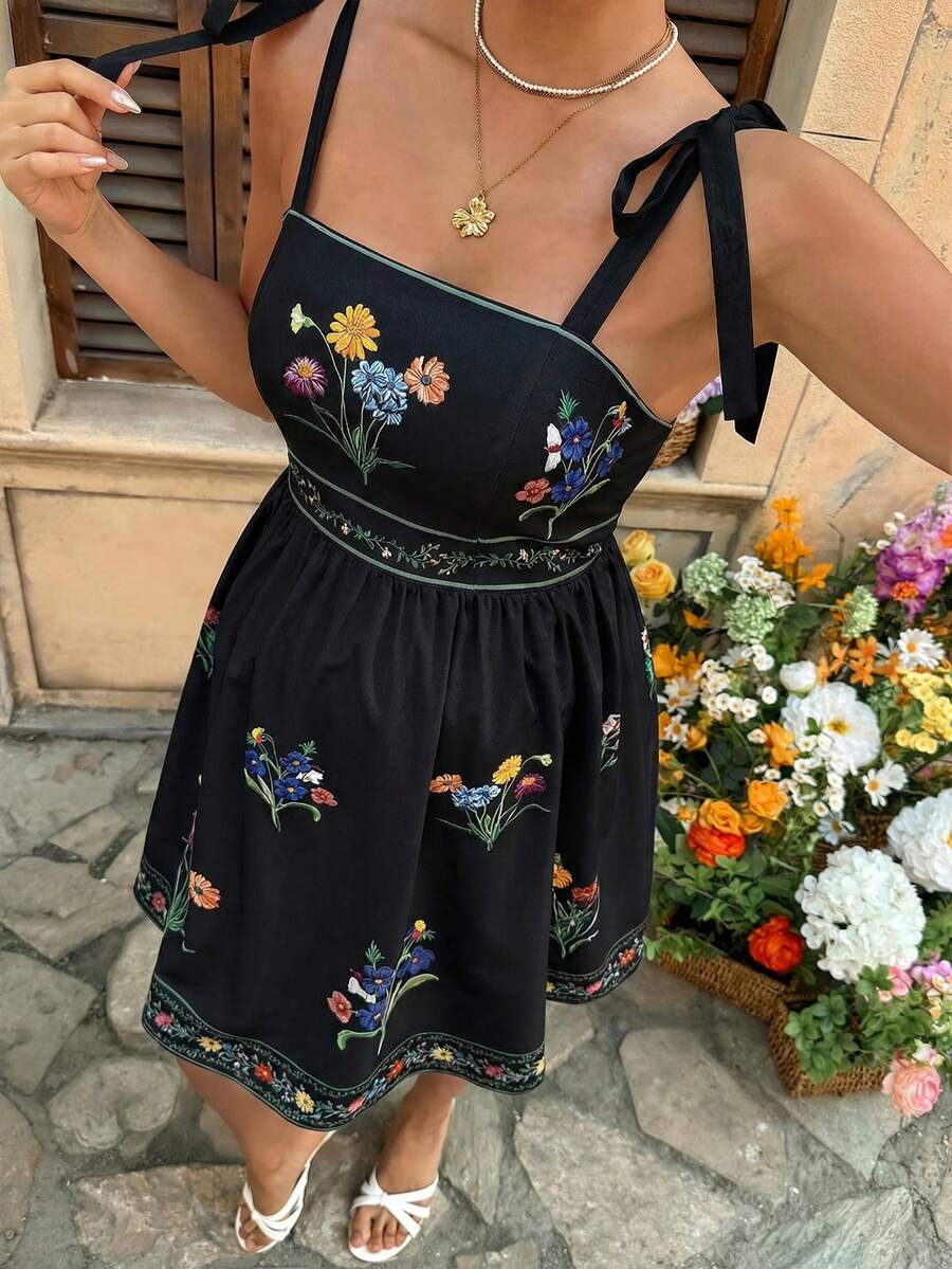 Maternity White Floral Spaghetti Strap Dress with Bow Detail and Flared A Line Skirt for Summer Beach Vacation
