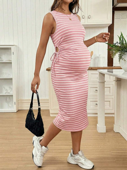 Maternity Clothes Maternity  Dress Summer Pregnant Clothes Black And White Maternity Dress, Sleeveless, Highly Elastic, Soft, Comfortable And Casual World Cup