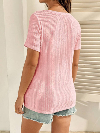Maternity Nursing T-Shirt Bodysuit in Apricot Round Neck Short Sleeve Summer Pregnant Top with Functional Zipper Detail for Casual Night Out