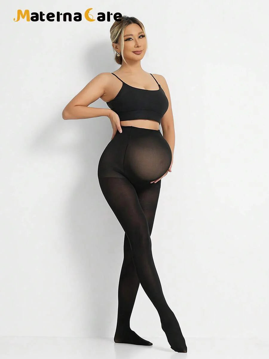 Materna Care Maternity Pantyhose - Sheer High Waist Fashionable Minimalist, Spring Summer