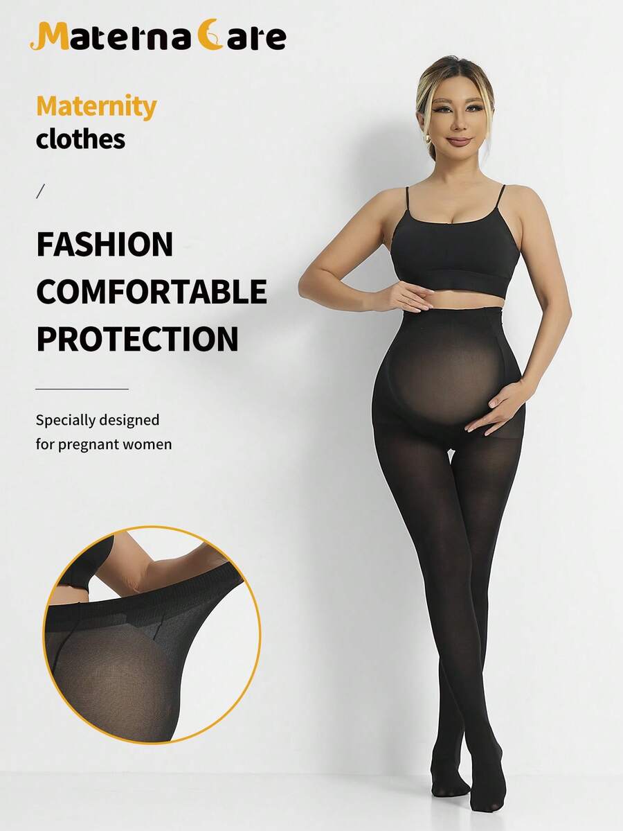 Materna Care Maternity Pantyhose - Sheer High Waist Fashionable Minimalist, Spring Summer