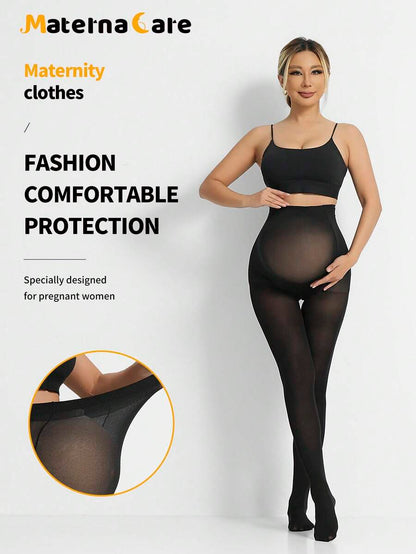 Materna Care Maternity Pantyhose - Sheer High Waist Fashionable Minimalist, Spring Summer