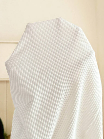 White Ribbed Short Sleeve Maternity T-Shirt with Side Slit Ruched Detail - Slim Fit Cotton Round Neck Pregnancy Top for Casual Summer Wear
