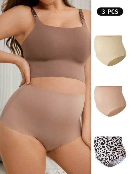 Maternity Underwear 3 Pack - Seamless High Waist Soft Stretch Breathable Belly Support, Daily Wear