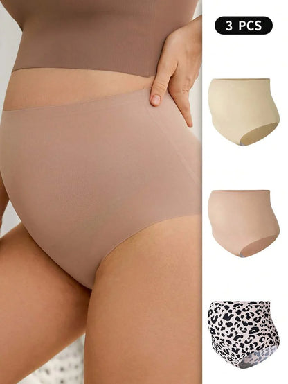 Moonlight&Mama 3pcs High Waist Seamless Maternity Underwear For Women
