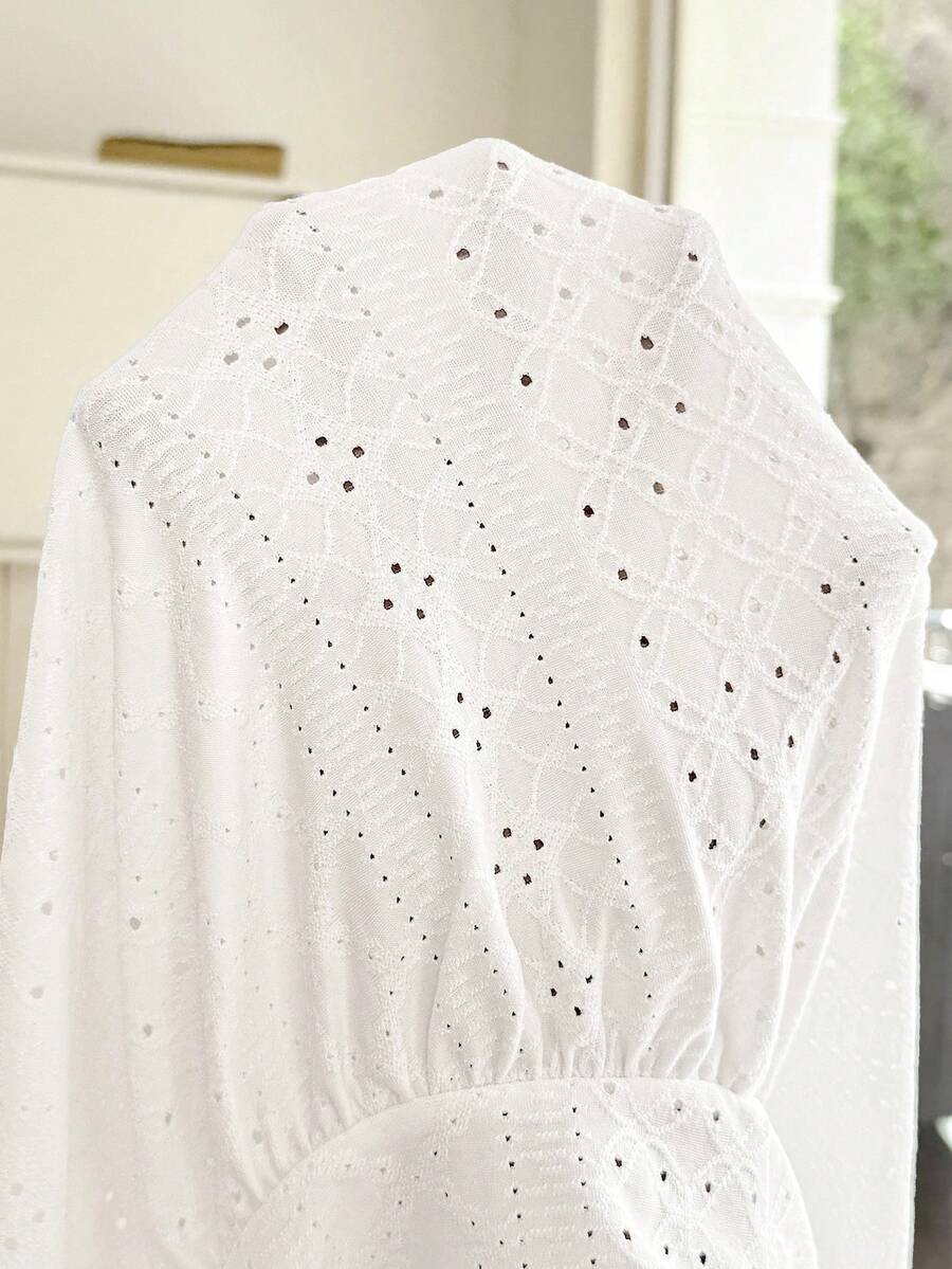 White Spaghetti Strap Maternity Cami Tank Top with Eyelet Embroidery and Hollow Out Texture Boho Slim Fit Summer Sleeveless Maternity Top