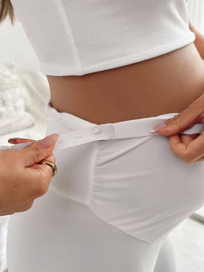 Maternity Solid Color Ruched Shorts - Tight Fitting Spring & Summer Fashion