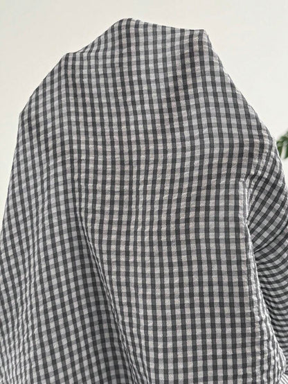 Plus Size Grey Plaid Maternity Cami Dress with Button Detail – Loose Fit Sleeveless Knee-Length Summer Beach Vacation Dress