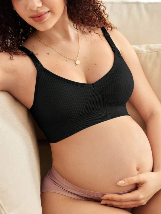 Maternity Nursing Bra Set 3 Pack - Seamless Solid Color Minimalist High Quality Breastfeeding