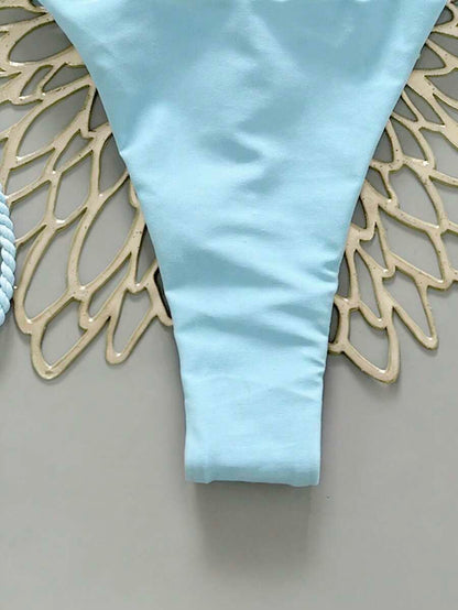 Swim Vcay 2pcs Women Apricot Bikini Swimwear Set, Handmade Rope Decor Swimwear Bikini Sets For Women Rouche Bathing Suit Bikini Alt