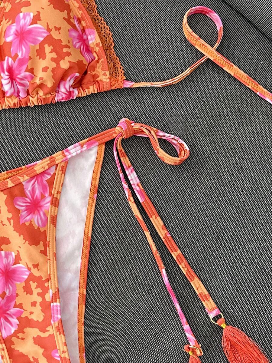 Swim Vcay Women's Summer Vacation Beach Paisley Print Halter Neck Bikini Set