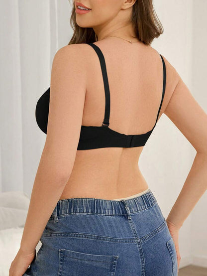3pcs/Set Seamless Maternity Solid Color Contrast Lace Nursing Bras