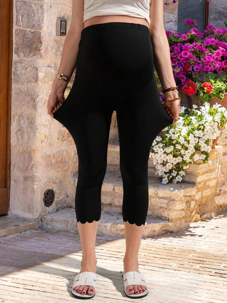 Maternity Casual Solid Color High Waist Leggings Capris For Women Leggings For Women Tummy Control Pants Yoga Leggings Cropped Leggings