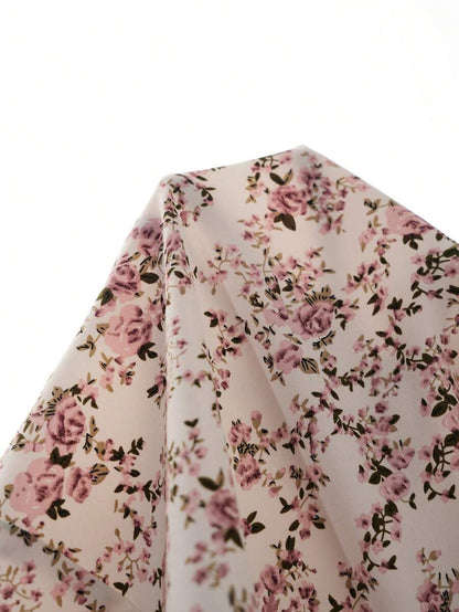 Multicolor Ditsy Floral Maternity Peplum Shirt - Round Neck Cap Sleeve Ruffle Boho Blouse - Shirred Regular Fit Casual Summer Top