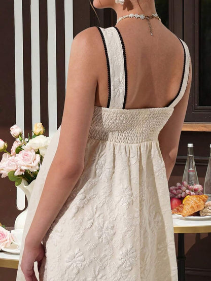 Maternity Cami Maxi Dress - Spaghetti Strap, Contrast Bow Decor, High Waist, Apricot