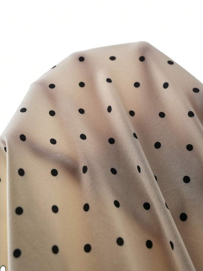 Maternity Polka Dot Swing Dress - Strap, Ruched Cinched Waist, Ruffle, Slim Fit, Apricot