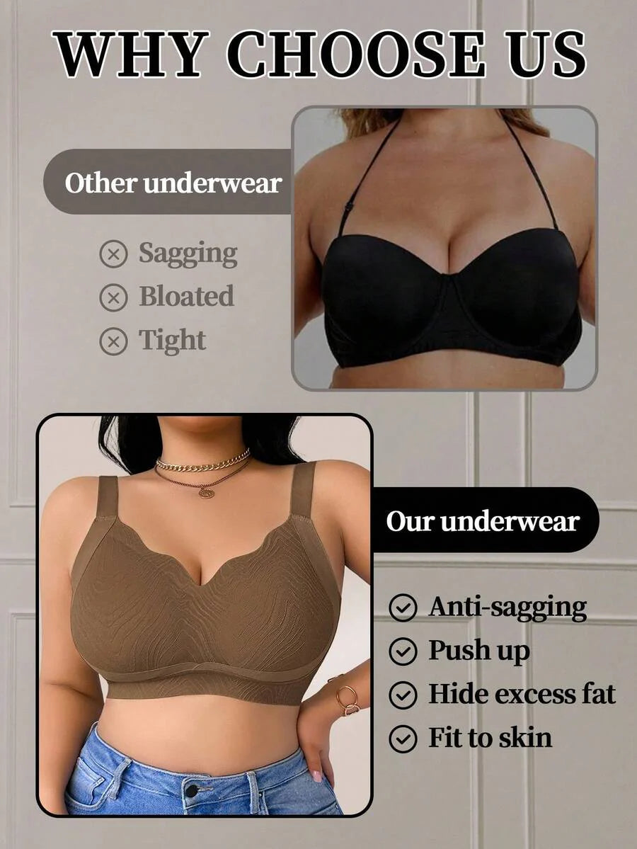 Women's Plus Size Seamless Wireless Bra - Comfortable Lifting Bralette