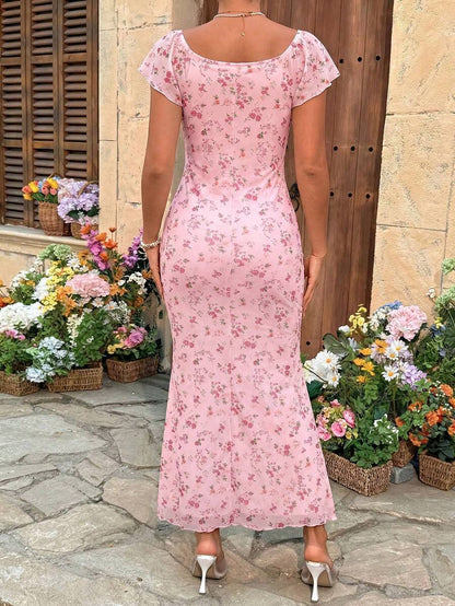 Puff Sleeve Front Bow Tie Decor Casual Smock Maternity Dress