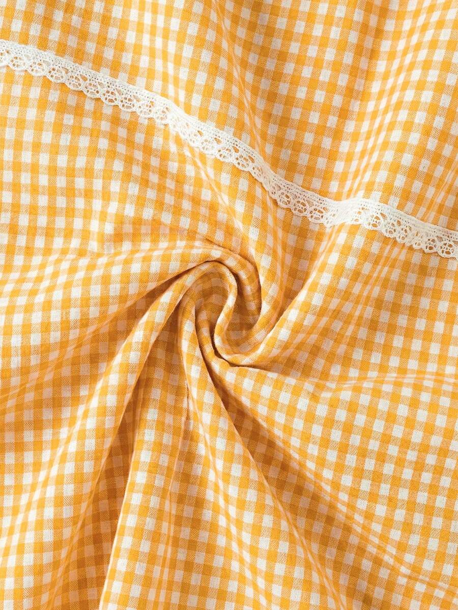 Yellow Plaid Maternity Camisole – Casual Sleeveless V-Neck Strappy Summer Tank Top with Flared Hem for Beach & Everyday Wear
