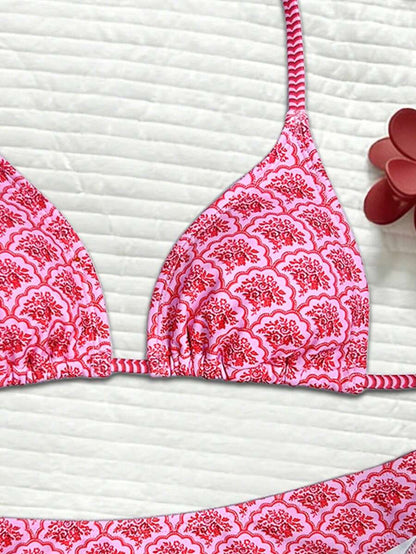 Women's Solid Halter Bikini Set - Lace Up, High Waist, Tie Detail, White