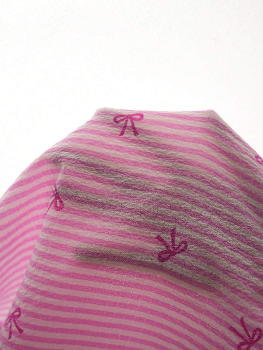 Maternity Peplum Crop Top - Deep V Neck, Puff Cap Sleeve, Butterfly Print, Ruffle, Slim Fit, Pink
