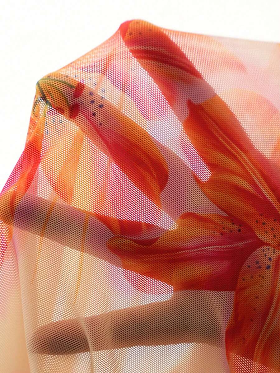 Multicolor Floral Print Bodycon Maternity Maxi Dress - Strapless Long Slit Mesh Tube Dress - Elegant Boho Spring and Summer Pregnancy Wear