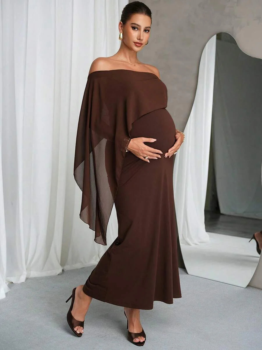Elegant Off-Shoulder Solid Color Maternity Dress For Summer Summer Dresses Elegant Dresses For Party Prom Dress  Formal Dress