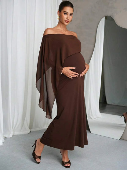 Elegant Off-Shoulder Solid Color Maternity Dress For Summer Summer Dresses Elegant Dresses For Party Prom Dress  Formal Dress