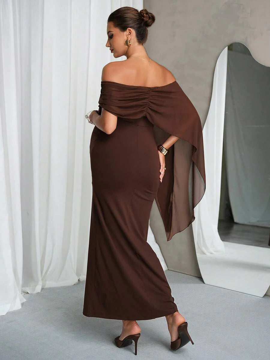 Elegant Off-Shoulder Solid Color Maternity Dress For Summer Summer Dresses Elegant Dresses For Party Prom Dress  Formal Dress