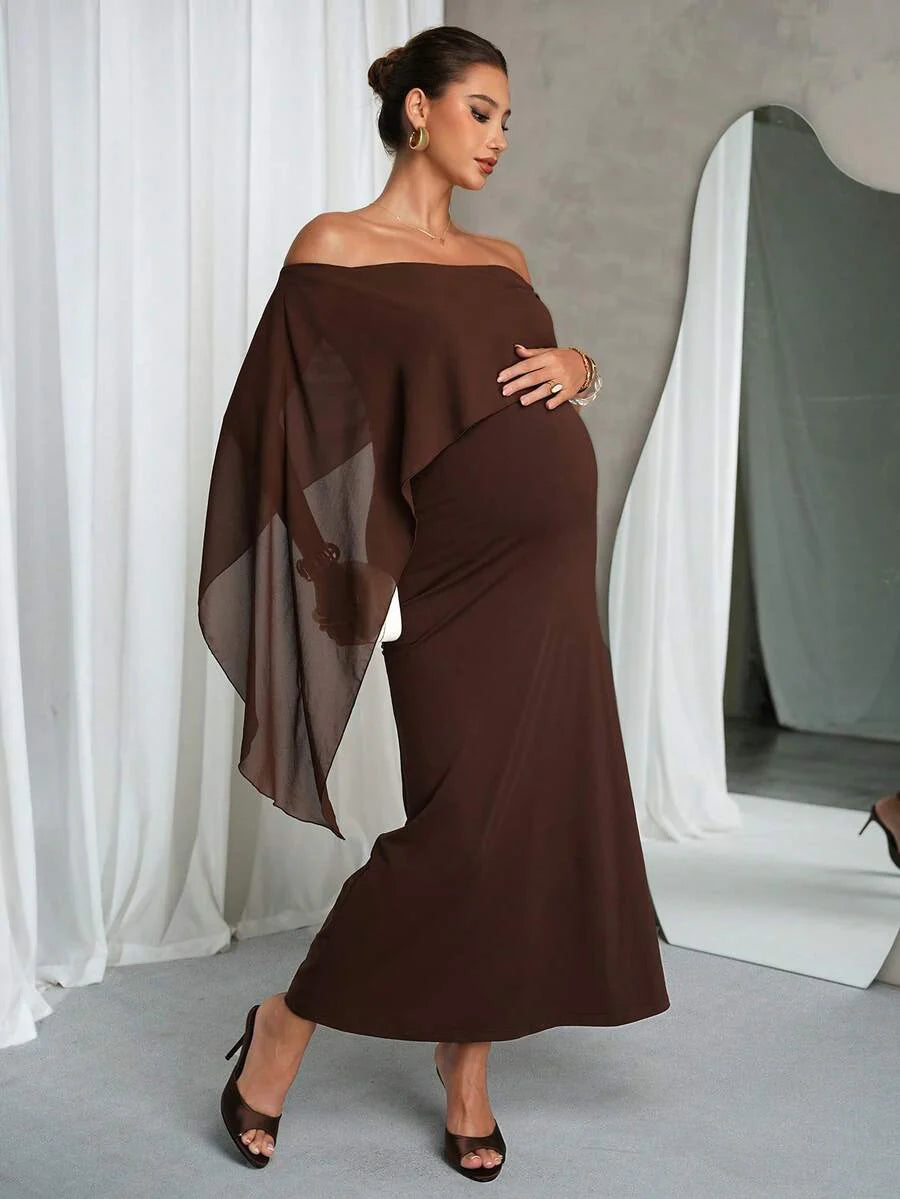 Elegant Off-Shoulder Solid Color Maternity Dress For Summer Summer Dresses Elegant Dresses For Party Prom Dress  Formal Dress