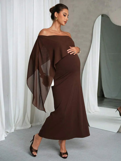 Elegant Off-Shoulder Solid Color Maternity Dress For Summer Summer Dresses Elegant Dresses For Party Prom Dress  Formal Dress
