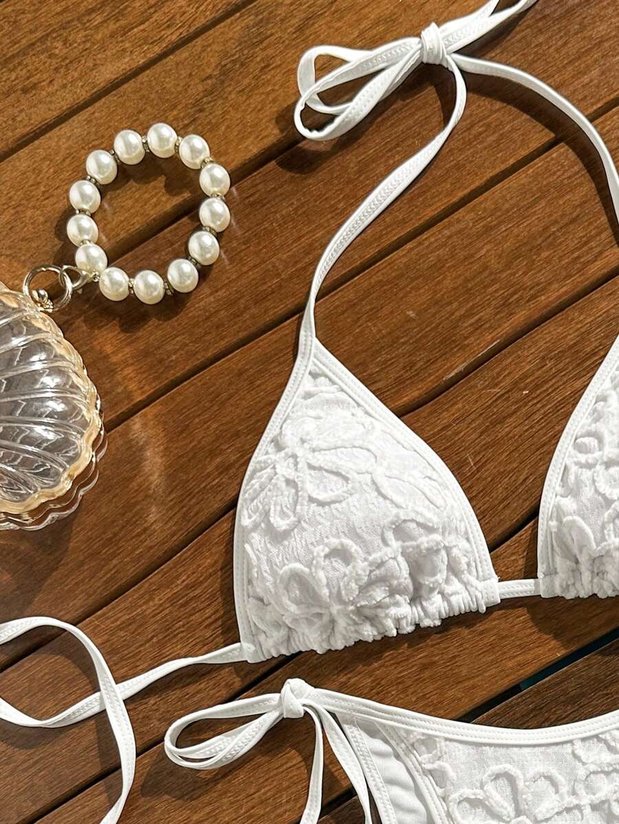 Swim Vcay Women's Summer Vacation Beach Paisley Print Halter Neck Bikini Set