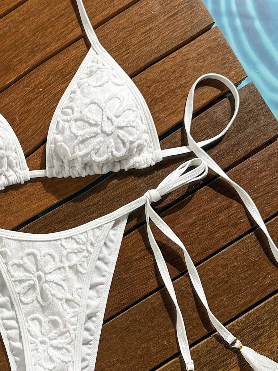 Swim Vcay Women's Summer Vacation Beach Paisley Print Halter Neck Bikini Set
