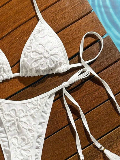 Swim Vcay Women's Summer Vacation Beach Paisley Print Halter Neck Bikini Set