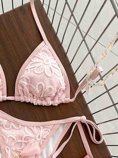 Swim Vcay Women's Summer Vacation Beach Paisley Print Halter Neck Bikini Set