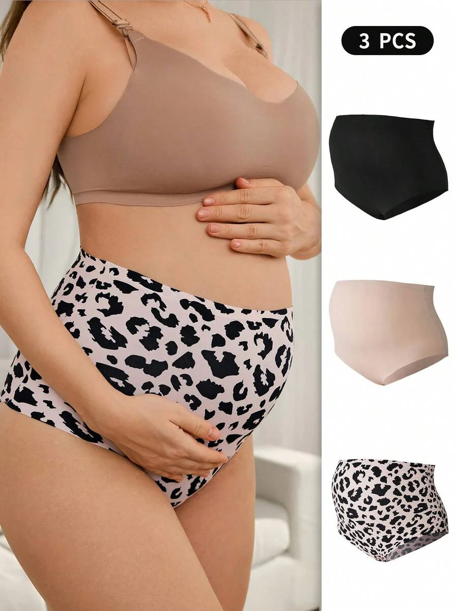 Maternity Underwear 3 Pack - Seamless High Waist Soft Stretch Breathable Belly Support, Daily Wear