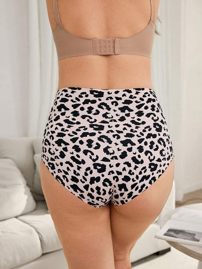 Maternity Panties 3 Pack - High Waist Seamless Leopard Print Soft Stretch, Pregnancy