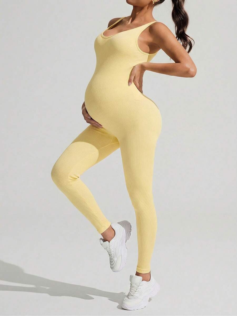 Solid Color Sleeveless Maternity Jumpsuit, Maternity Jumpsuit, Maternity Wear