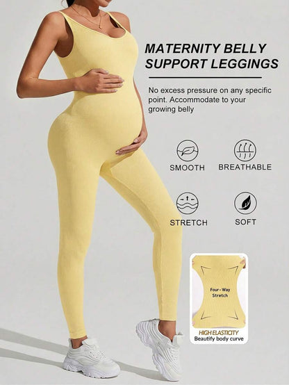 Solid Color Sleeveless Maternity Jumpsuit, Maternity Jumpsuit, Maternity Wear