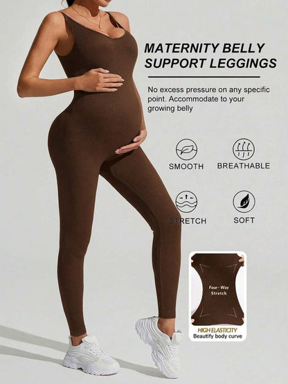 Solid Color Sleeveless Maternity Jumpsuit, Maternity Jumpsuit, Maternity Wear